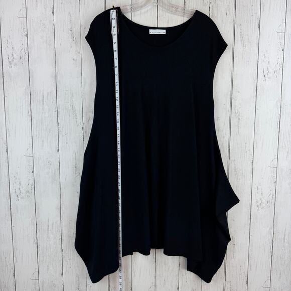 Bryn Walker Black Asymmetric Tank Tunic Top Cap Sleeves Stretch USA Size Large - Picture 12 of 13